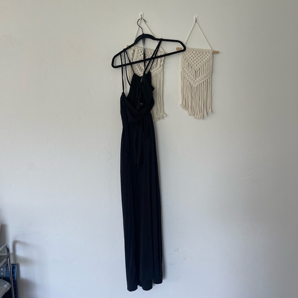 Anthropologie Maeve Corianna Black Halter Belted Romper - Picture 3 of 7